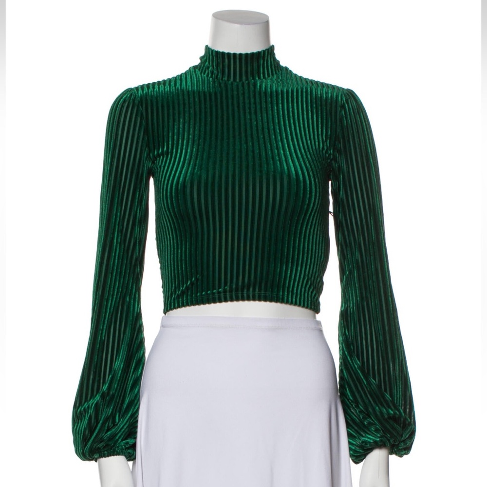 Green velvet mock neck XXS by Privacy Please